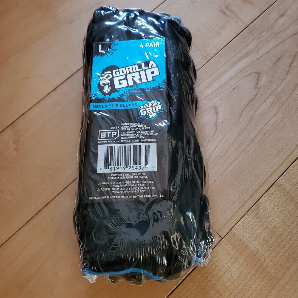 Gorilla Grip Never Slip Gloves 4PK - Size Large